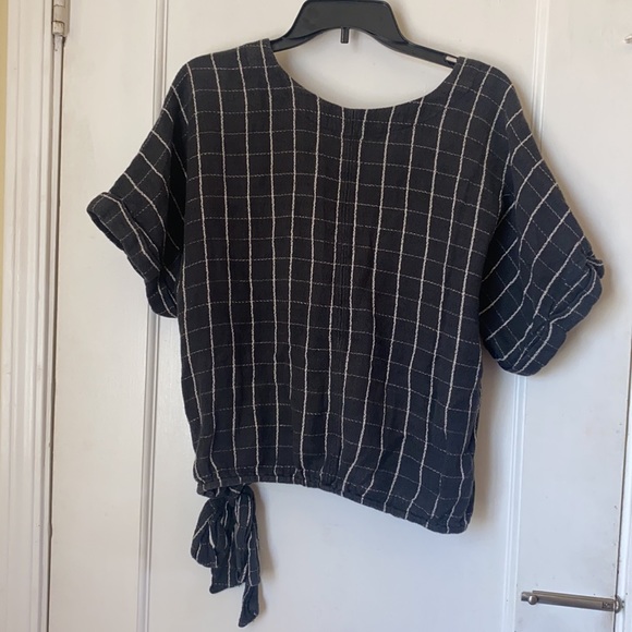 Free People Black Checkered Wrap Top - Picture 5 of 7
